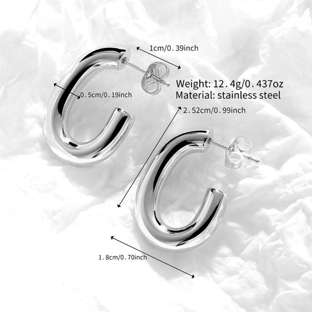 Chubby Elongated Hoop Studs