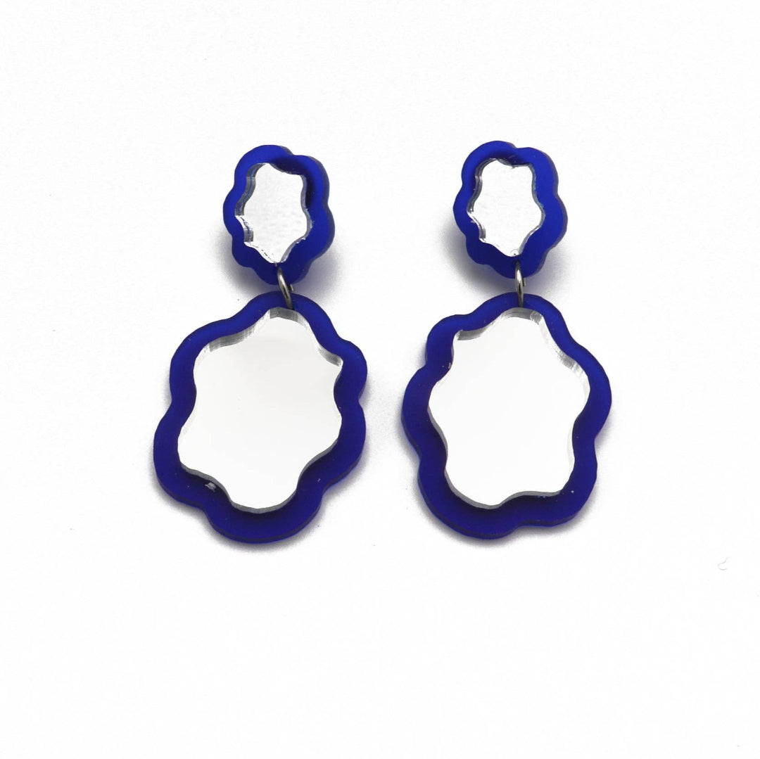Cobalt Mirror Resin Dangle Earrings