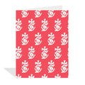 Greeting card with white floral pattern on a red background