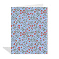 Greeting card with floral pattern on a blue background