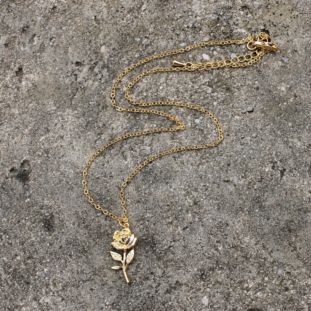 Rose with Stem Necklace