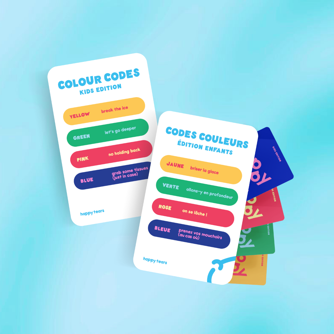 Color code cards for kids on a blue background